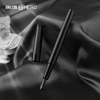 Деловая авторучка Hero Titanium Black с металлическими чернилами, Тонкое перо 0,5 мм, Элегантная подарочная ручка для письма.