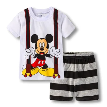 Детская одежда с мультяшным Микки для малышей 2023 года, комплекты одежды Disney для мальчиков, костюмы для девочек, хлопковая детская одежда