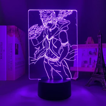 Ночная светодиодная подсветка Kingdom Hearts Roxas для детской спальни, декор, освещение, Подарок на День рождения, украшение дома, 3D лампа на батарейках, игра