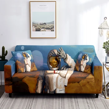 Чехол для дивана с астронавтом, картина на космическую тематику, эластичный чехол для дивана, нескользящая Моющаяся защита мебели от пятен от пыли